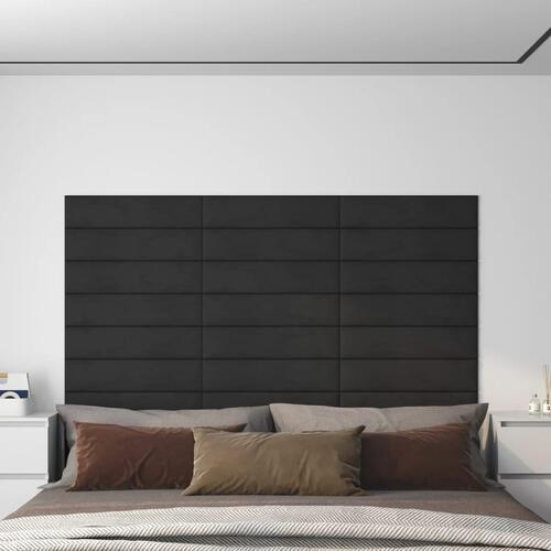 Vægpaneler 12 stk. 60x15 cm 1,08 m² fløjl sort
