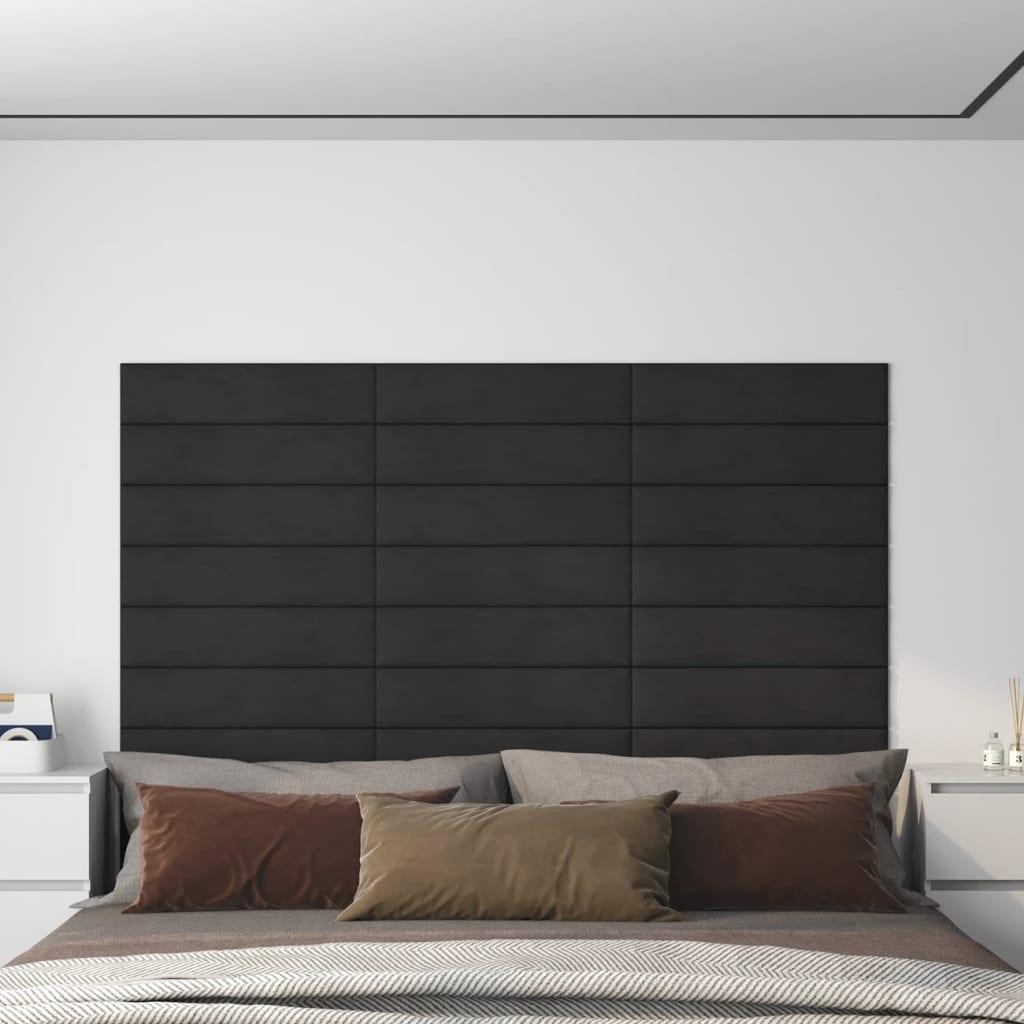Vægpaneler 12 stk. 60x15 cm 1,08 m² fløjl sort