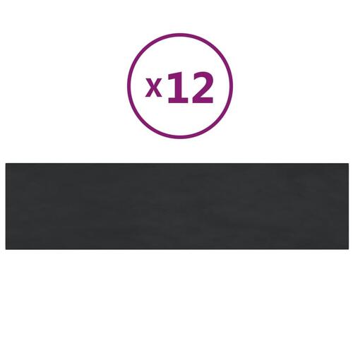 Vægpaneler 12 stk. 60x15 cm 1,08 m² fløjl sort