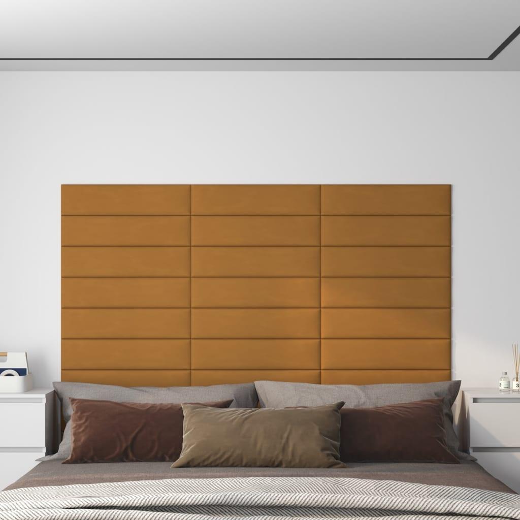 Vægpaneler 12 stk. 60x15 cm 1,08 m² fløjl brun