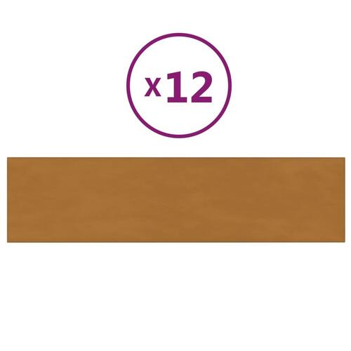 Vægpaneler 12 stk. 60x15 cm 1,08 m² fløjl brun