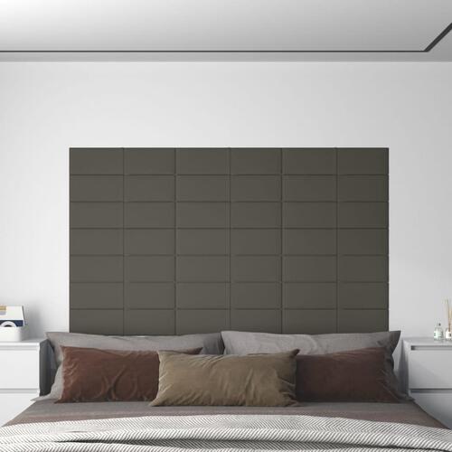 Vægpaneler 12 stk. 60x15 cm 1,08 m² fløjl mørkegrå
