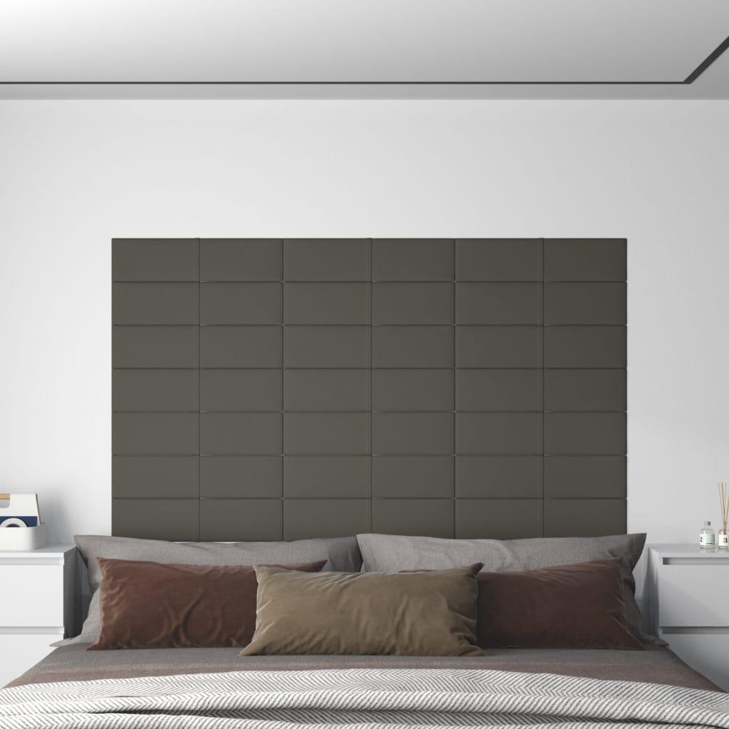 Vægpaneler 12 stk. 60x15 cm 1,08 m² fløjl mørkegrå