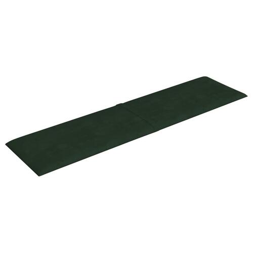 Vægpaneler 12 stk. 60x15 cm 1,08 m² fløjl mørkegrøn