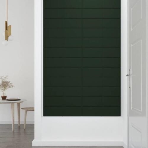 Vægpaneler 12 stk. 60x15 cm 1,08 m² fløjl mørkegrøn