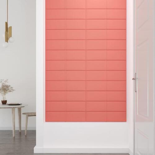 Vægpaneler 12 stk. 60x15 cm 1,08 m² fløjl lyserød