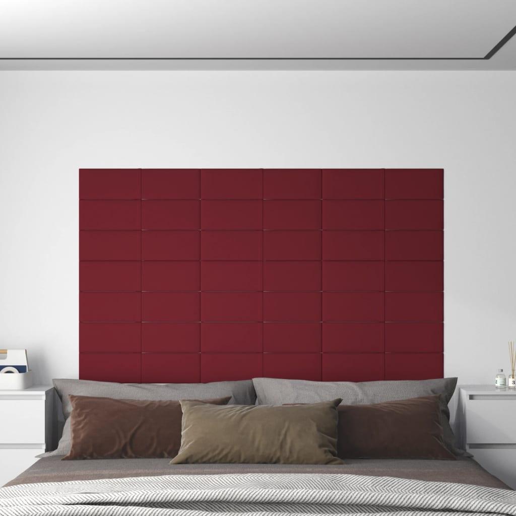 Vægpaneler 12 stk. 60x15 cm 1,08 m² fløjl vinrød