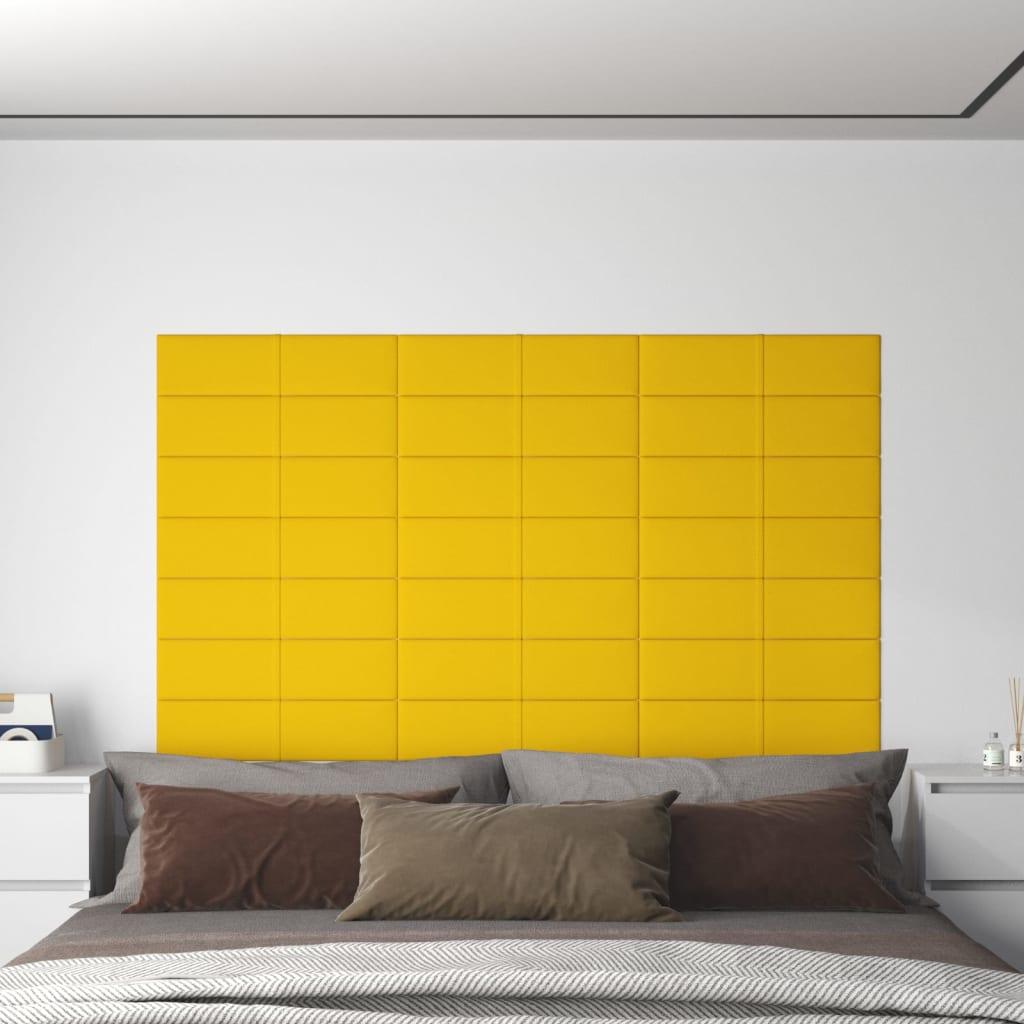 Vægpaneler 12 stk. 60x15 cm 1,08 m² fløjl gul