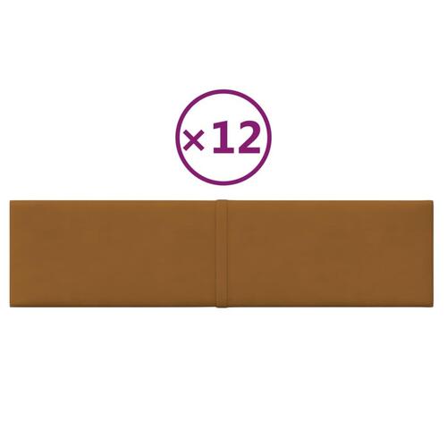 Vægpaneler 12 stk. 60x15 cm 1,08 m² fløjl brun