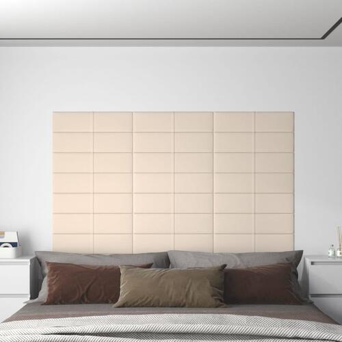 Vægpaneler 12 stk. 60x15 cm 1,08 m² fløjl cremefarvet