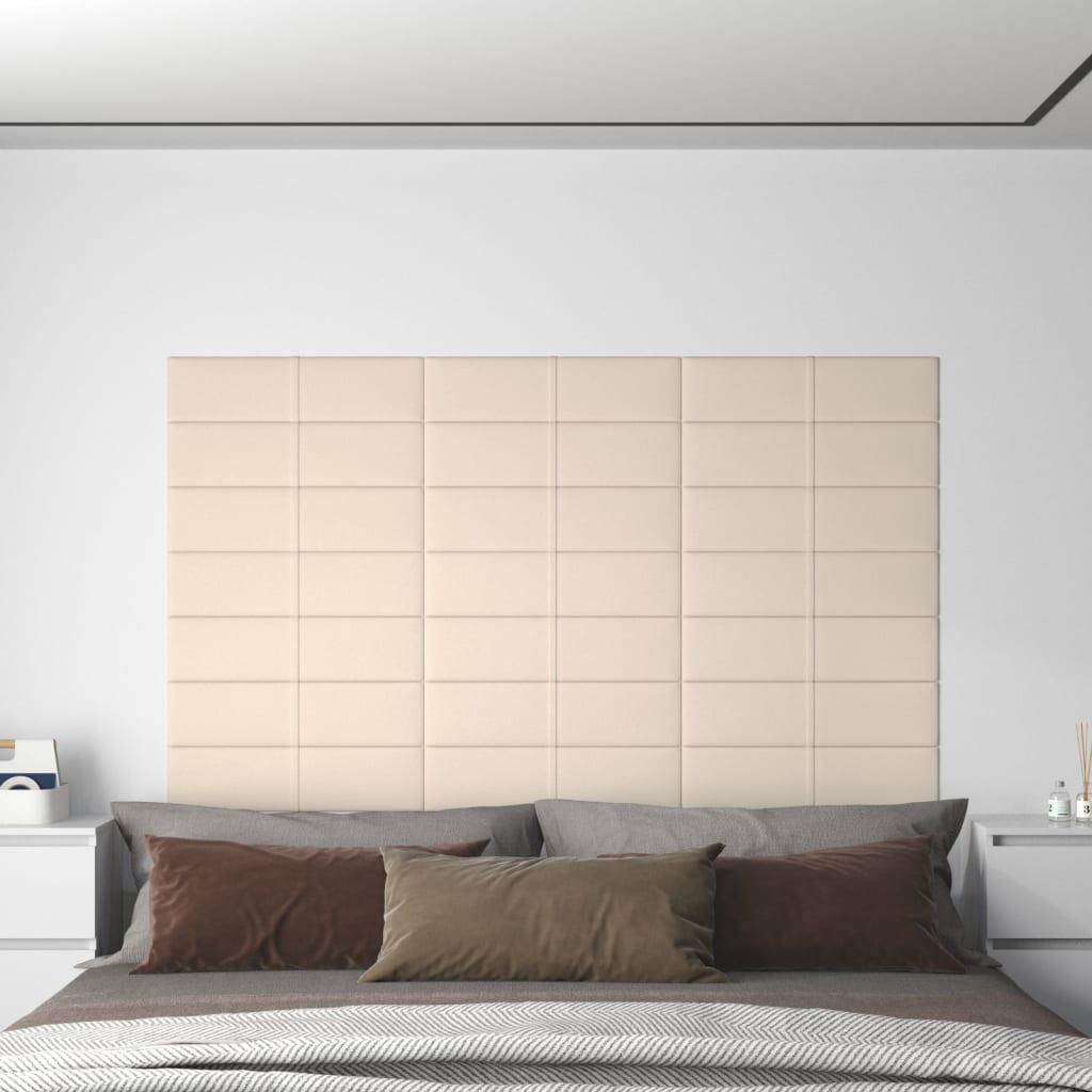 Vægpaneler 12 stk. 60x15 cm 1,08 m² fløjl cremefarvet
