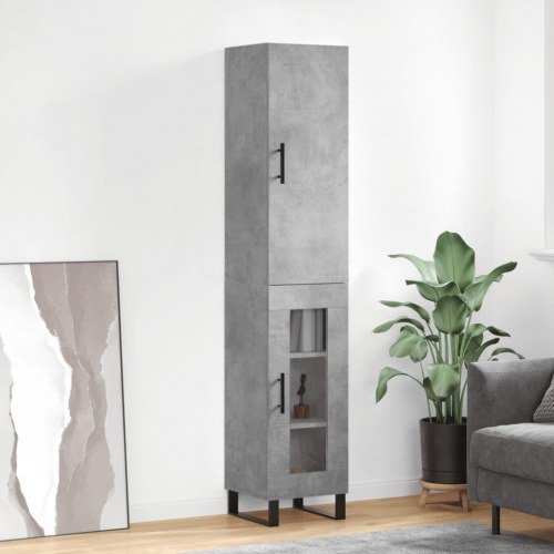 Højskab/skænk 34,5×34×180 cm i konstrueret træ - betongrå