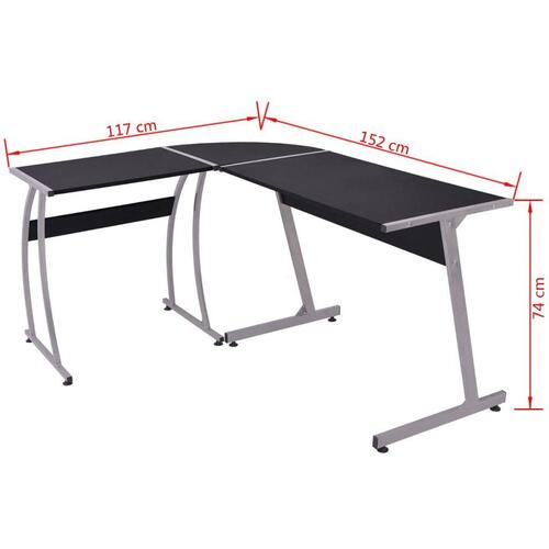 Hjørneskrivebord L-formet sort