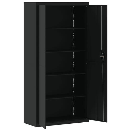Arkivskab 90x40x180 cm stål sort