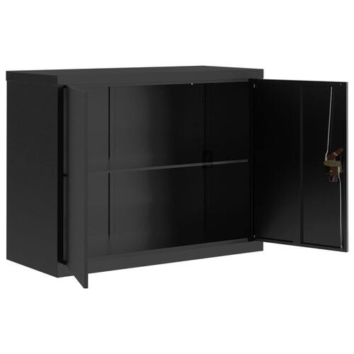 Arkivskab 90x40x70 cm stål sort