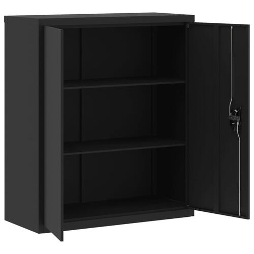 Arkivskab 90x40x105 cm stål sort
