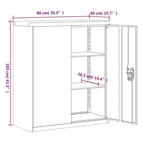 Arkivskab 90x40x105 cm stål sort