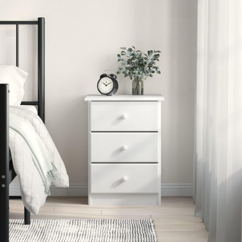 Sengebord ALTA 41 × 35 × 55,5 cm i massivt fyrretræ - hvid