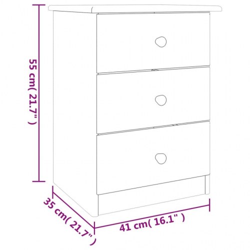 Sengebord ALTA 41 × 35 × 55,5 cm i massivt fyrretræ - hvid