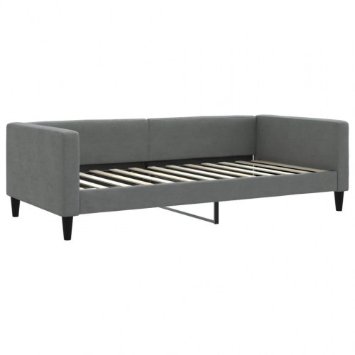 Daybed 100×200 cm i stof - mørkegrå sengeramme med armlæn