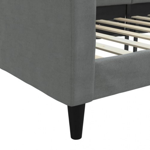 Daybed 100×200 cm i stof - mørkegrå sengeramme med armlæn