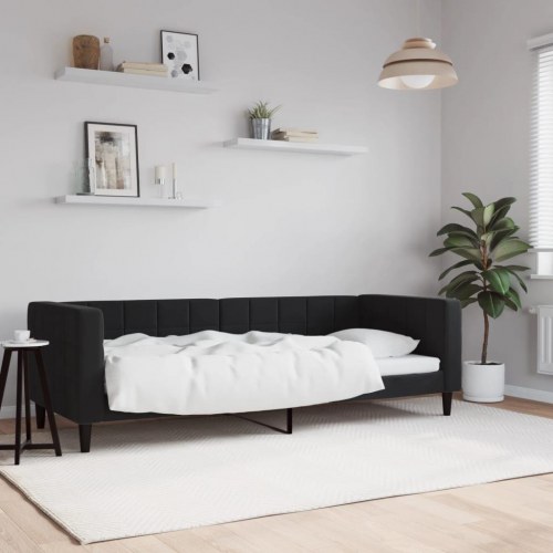 Daybed 80x200 cm i velour - sort sovesofa/sengeramme