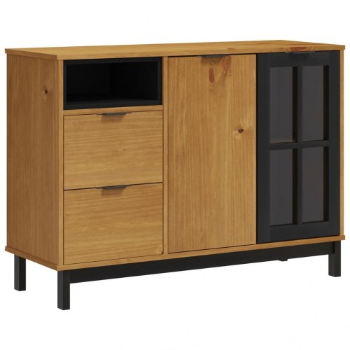 Skænk med glaslåge FLAM 110x40x80 cm massivt fyrretræ
