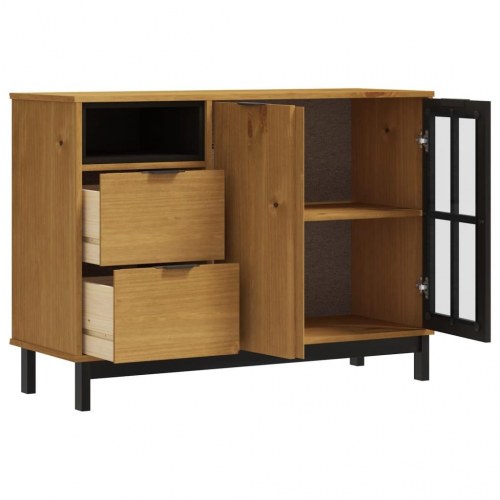 Skænk med glaslåge FLAM 110x40x80 cm massivt fyrretræ