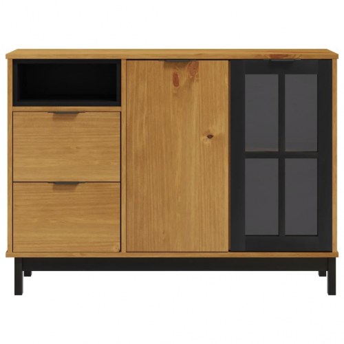 Skænk med glaslåge FLAM 110x40x80 cm massivt fyrretræ