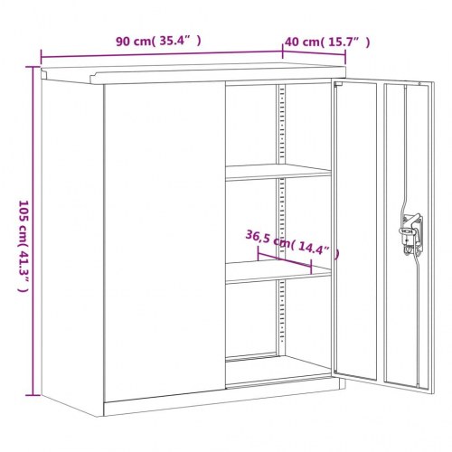 Arkivskab 90x40x105 cm stål hvid