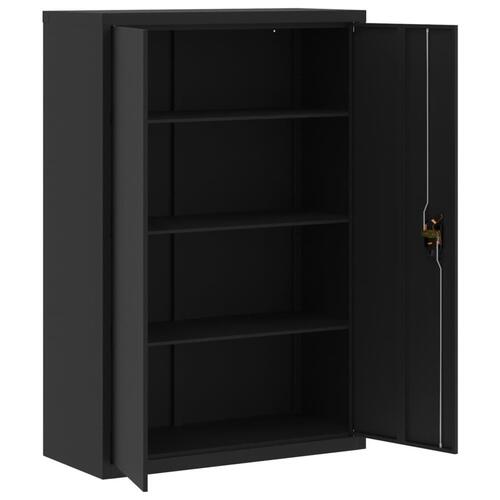 Arkivskab 90x40x140 cm stål sort