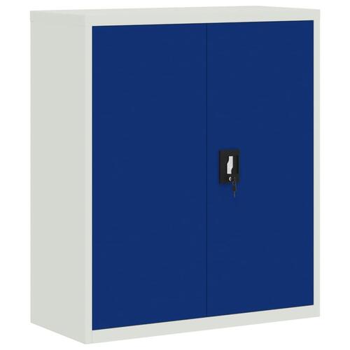 Arkivskab 90x40x105 cm stål lysegrå og blå