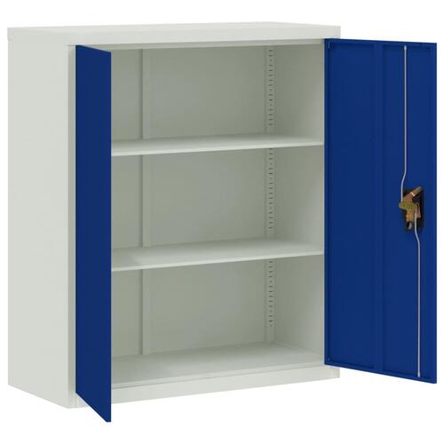Arkivskab 90x40x105 cm stål lysegrå og blå