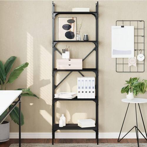 Bogreol med 5 hylder 56x31,5x174 cm konstrueret træ sort