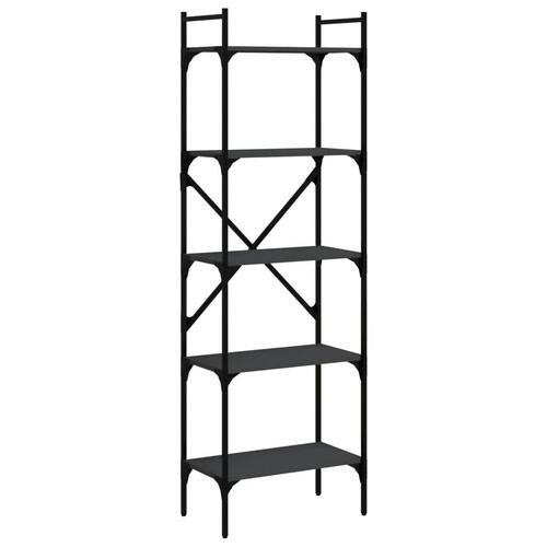 Bogreol med 5 hylder 56x31,5x174 cm konstrueret træ sort