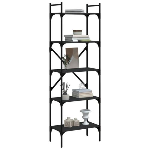 Bogreol med 5 hylder 56x31,5x174 cm konstrueret træ sort