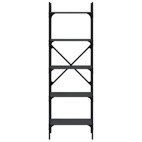 Bogreol med 5 hylder 56x31,5x174 cm konstrueret træ sort