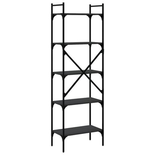 Bogreol med 5 hylder 56x31,5x174 cm konstrueret træ sort