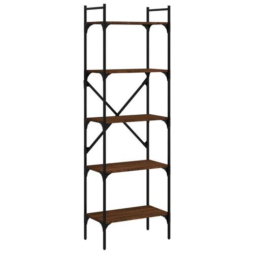 Bogreol med 5 hylder 56x31,5x174 cm konstrueret træ brunt eg