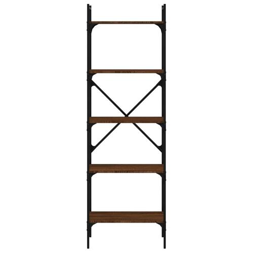 Bogreol med 5 hylder 56x31,5x174 cm konstrueret træ brunt eg
