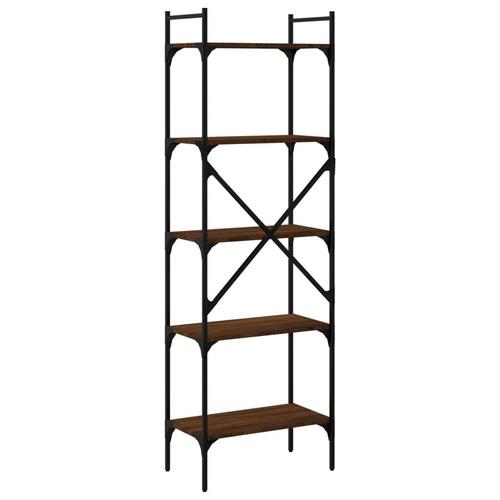 Bogreol med 5 hylder 56x31,5x174 cm konstrueret træ brunt eg