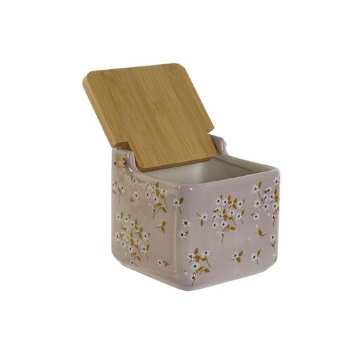 Saltbøsse med låg Grøn Pink Sennep Syren Bambus 750 ml 14 x 12,5 x 12 cm (4 enheder)