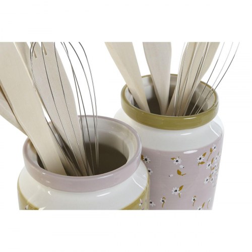 Dåse til køkkenudstyr, sæt á 2 - metal, dolomit, træ/MDF, 12 × 12 × 25 cm