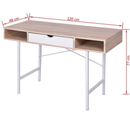 Skrivebord med 1 skuffe eg og hvid
