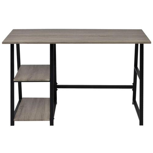 Skrivebord med 2 hylder grå og eg
