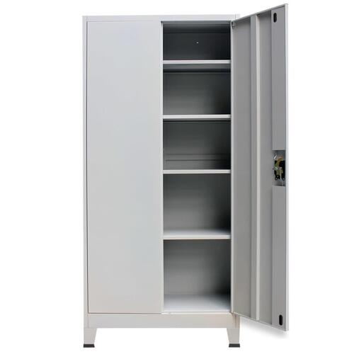 Kontorskab med 2 låger stål 90 x 40 x 180 cm stål grå