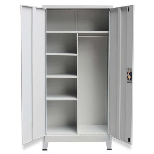 Skab med 2 låger 90 x 40 x 180 cm stål grå