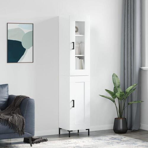 Skab 34,5x34x180 cm konstrueret træ hvid højglans