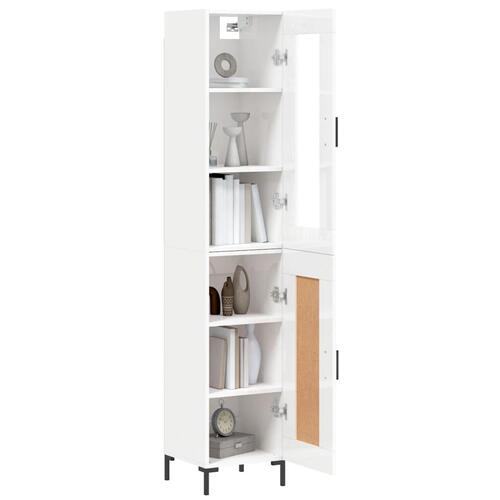 Skab 34,5x34x180 cm konstrueret træ hvid højglans