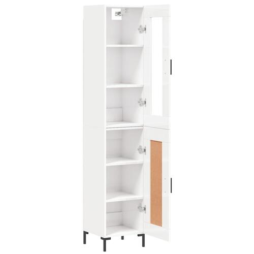Skab 34,5x34x180 cm konstrueret træ hvid højglans